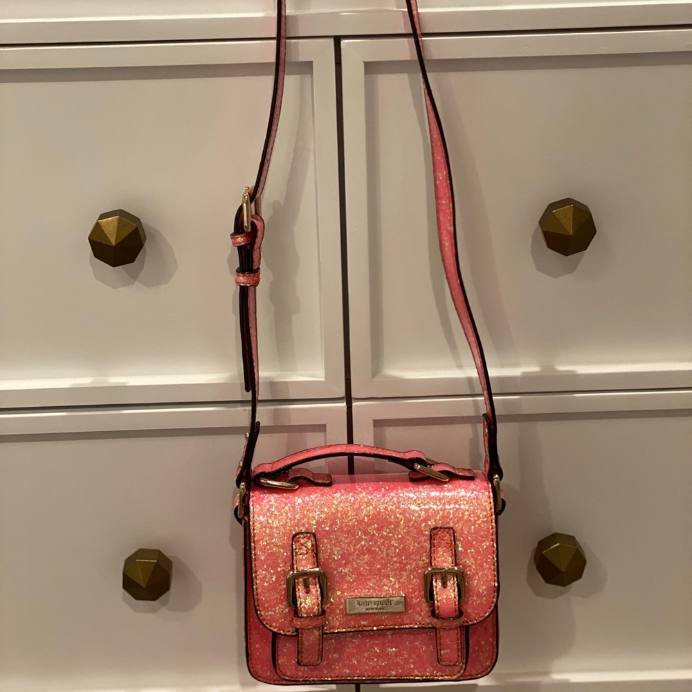 kids kate spade pink glittery purse
